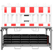 SET | with 20 panel fence | and 21 base plates | on storage and transport traverse | with lamp adapter | with red/white foil, type RA1/A | Barrier type NOX LIGHT